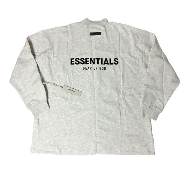 Fear of God Essentials Sweatshirt Mens XL Grey Oatmeal Mockneck Back Logo Baggy - Picture 1 of 11